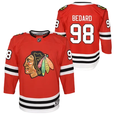 Outerstuff Kids' Boys Conner Bedard Blackhawks Home Jersey In University Red