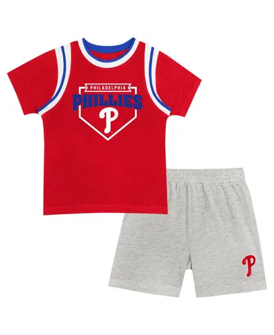 Outerstuff Branded Infant Red/gray Philadelphia Phillies Bases Loaded T-shirt Shorts Set