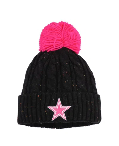 Outerstuff Dallas Cowboys Big Girls Black Nep Yarn Cuffed Knit Hat With Pom
