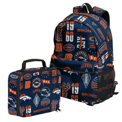 Outerstuff Denver Broncos Backpack And Lunchbox Set In Navy