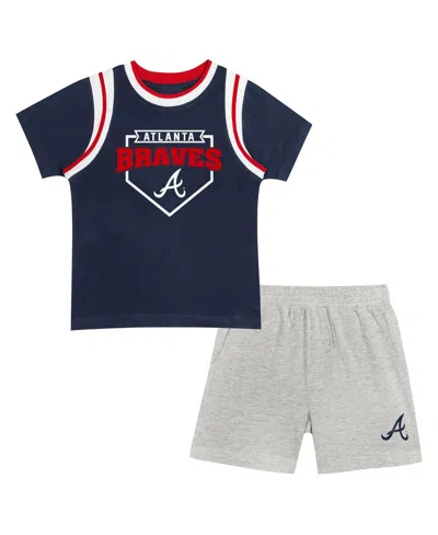 Outerstuff Kids' Fanatics Preschool Atlanta Braves Loaded Base T-shirt Shorts Set In Navy
