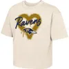 Outerstuff Girl's Youth  Cream Baltimore Ravens Spray Heart Boxy T-shirt In Neutral