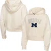 Outerstuff Big Girls Cream Michigan Wolverines Oversized Blitz Cropped Pullover Hoodie In White