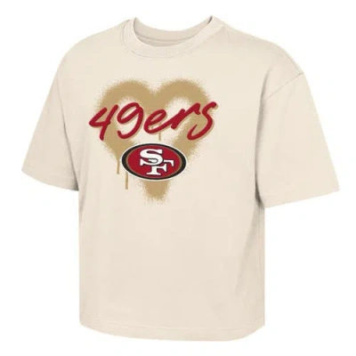 Outerstuff Kids' Girl's Youth  Cream San Francisco 49ers Spray Heart Boxy T-shirt In Neutral
