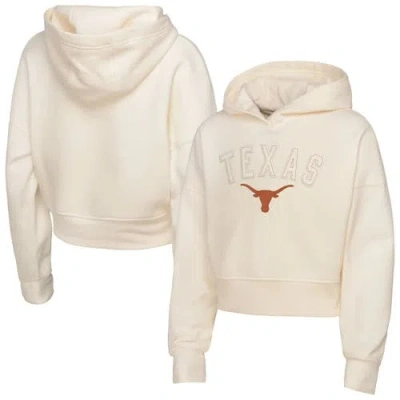 Outerstuff Kids' Girl's Youth  Cream Texas Longhorns Oversized Blitz Cropped Pullover Hoodie In Neutral