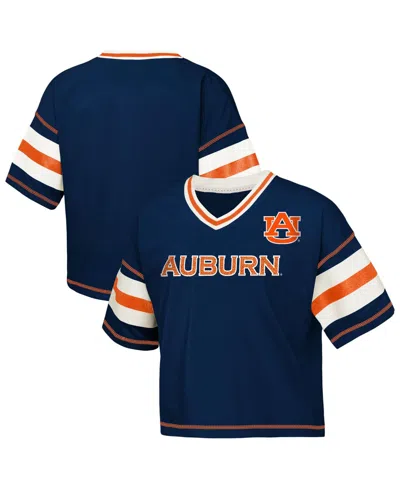Outerstuff Kids' Girls' 4-16 Auburn Tigers Grid Iron V-neck Cotton-blend T-shirt In Blue