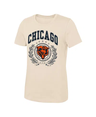Outerstuff Kids' Girls' 4-16 Chicago Bears Undefeated Screen-print Graphic Crewneck T-shirt In Natural