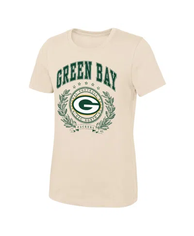 Outerstuff Girls' 4-16 Green Bay Packers Undefeated Screen-print Crewneck T-shirt In Natural