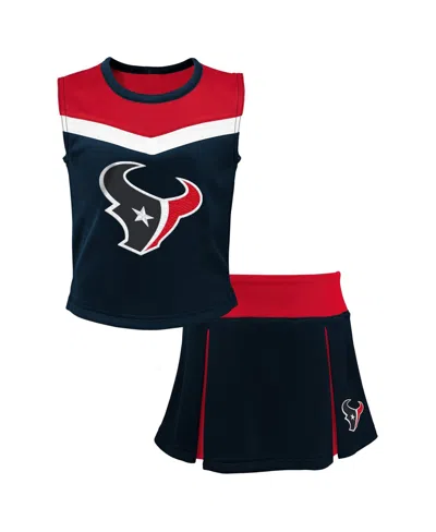 Outerstuff Kids' Girls' 4-16 Houston Texans Spirit Sleeveless Crewneck Top And Pleated Skirt, 2-piece Set In Blue