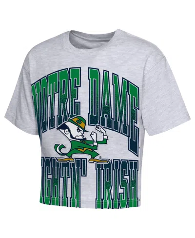 Outerstuff Kids' Girls' 4-16 Notre Dame Fighting Irish Big Team Energy Cropped Boxy Graphic T-shirt In Gray