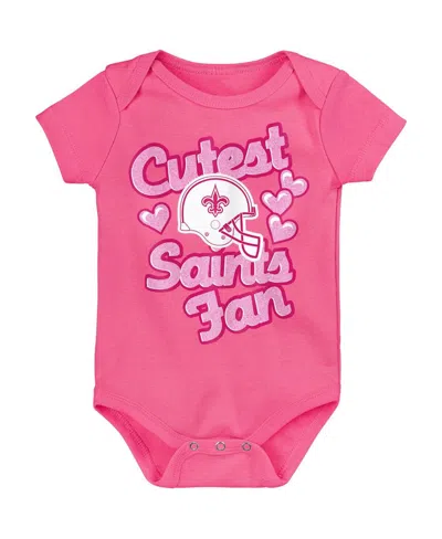 Outerstuff Kids' Girls Baby Boys And Girls Pink New Orleans Saints Cutest Fan Hearts Bodysuit