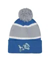 Outerstuff Girls Blue Detroit Lions Let's Play Cuffed With Pom Knit Hat In Blue