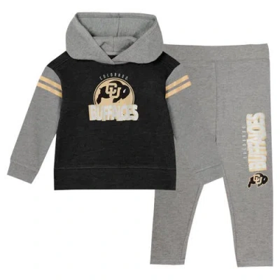 Outerstuff Kids'  Girls Infant Black Colorado Buffaloes Clubhouse Pullover Hoodie & Legging Set In Gray