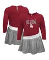Outerstuff Girls Infant Crimson, Heathered Gray Oklahoma Sooners Heart To Heart French Terry Dress In Crimson,heathered Gray