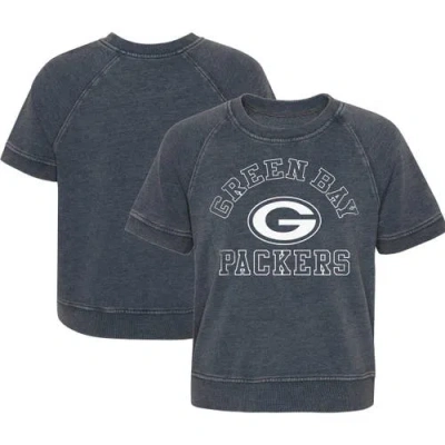 Outerstuff Girls Juniors Heather Charcoal Green Bay Packers Cheer Squad Raglan T-shirt In Gray