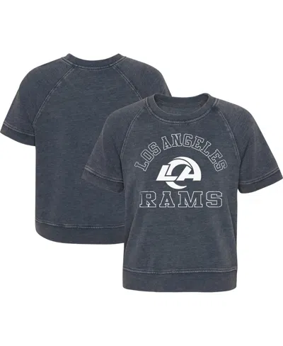 Outerstuff Kids' Girls Juniors Heather Charcoal Los Angeles Rams Cheer Squad Raglan T-shirt In Gray