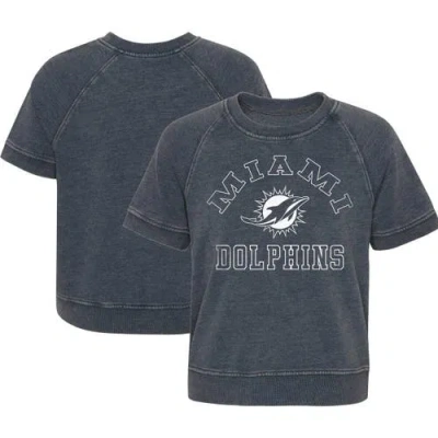 Outerstuff Girls Juniors Heather Charcoal Miami Dolphins Cheer Squad Raglan T-shirt In Gray