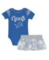 Outerstuff Girls Newborn 2-piece Blue Detroit Lions My Team Rocks Bodysuit And Skirt Set In Blue