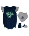 Outerstuff Girls Newborn And Infant Navy, Heather Gray Notre Dame Fighting Irish All The Love Bodysuit Bib And In Navy,heather Gray