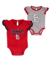 Outerstuff Girls Newborn Red, Heathered Gray St. Louis Cardinals Scream And Shout Two-pack Bodysuit Set In Red,heathered Gray