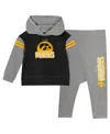 Outerstuff Girls Preschool 2-piece Black Iowa Hawkeyes Preschool Clubhouse Pullover Hoodie And Legging Set In Gray
