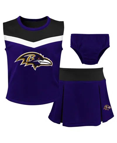 Outerstuff Kids' Girls Preschool 2-piece Purple Baltimore Ravens Spirit Cheerleader Set With Bloomers In Blue