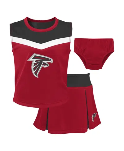 Outerstuff Kids' Girls Preschool 2-piece Red Atlanta Falcons Spirit Cheerleader Set With Bloomers