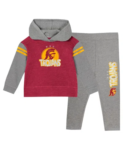 Outerstuff Kids' Girls Preschool 2-piece Cardinal Usc Trojans Preschool Clubhouse Pullover Hoodie And Legging Set In Red