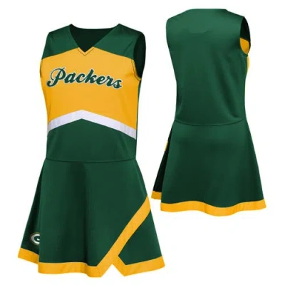 Outerstuff Babies'  Girls Preschool Green Green Bay Packers Two-piece Cheer Captain Jumper Dress With Bloomer