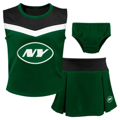 Outerstuff Babies'  Girls Preschool Green New York Jets Spirit Cheerleader Two-piece Set With Bloomers