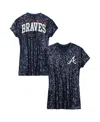 Outerstuff Big Girls Navy Atlanta Braves Sequin V-neck Dress In Navy