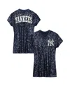 Outerstuff Big Girls Navy New York Yankees Sequin V-neck Dress In Blue
