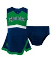 Outerstuff Girls Preschool Navy Notre Dame Fighting Irish Two-piece Cheer Captain Jumper Dress Bloomers Set In Green