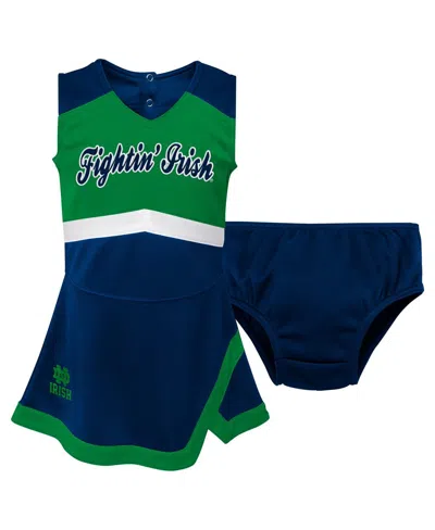 Outerstuff Kids' Girls Preschool Navy Notre Dame Fighting Irish Two-piece Cheer Captain Jumper Dress Bloomers Set In Green