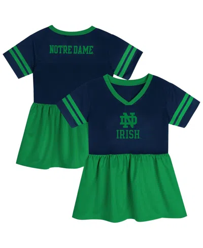 Outerstuff Kids' Girls Preschool Navy/green Notre Dame Fighting Irish Stadium Lights Fashion Jersey Dress