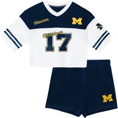 Outerstuff Kids' Girls Preschool  Navy Michigan Wolverines Cutest Player V-neck T-shirt & Shorts Set In Black
