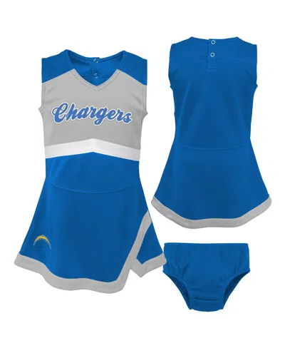 Outerstuff Kids' Girls Preschool Powder Blue Los Angeles Chargers Two-piece Cheer Captain Jumper Dress With Bloomers 