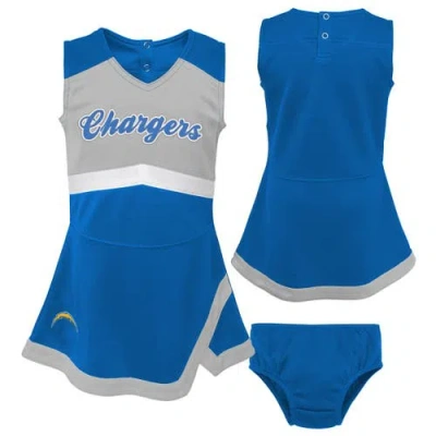 Outerstuff Babies'  Girls Preschool Powder Blue Los Angeles Chargers Two-piece Cheer Captain Jumper Dress Wit