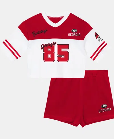 Outerstuff Kids' Girls Preschool Red/whiteâ Georgia Bulldogs Cutest Player V-neck T-shirt Shorts Set