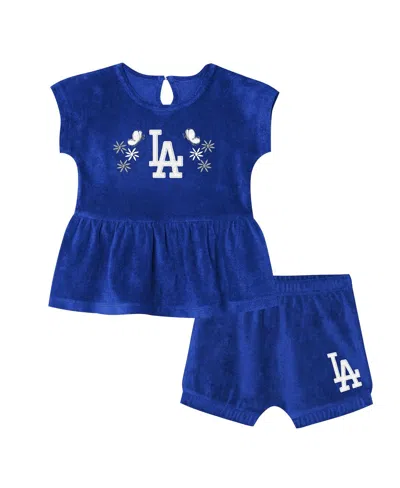 Outerstuff Kids' Girls Preschool Royal Los Angeles Dodgers Fashion Top And Shorts Set In Blue