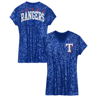 Outerstuff Babies'  Girls Preschool  Royal Texas Rangers Sequin V-neck Dress In Multi