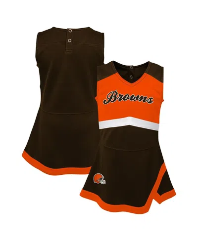 Outerstuff Babies' Girls Toddler 2-piece Brown Cleveland Browns Cheer Captain Dress With Bloomers