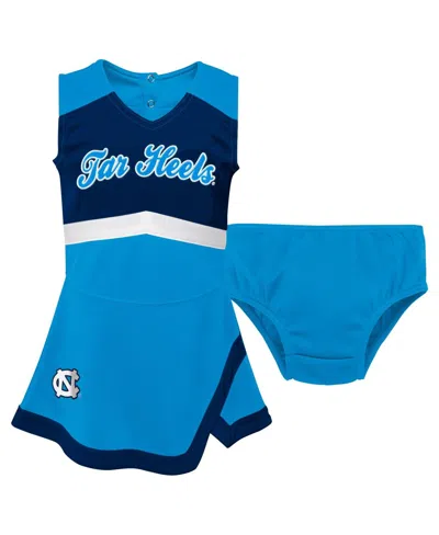 OUTERSTUFF GIRLS TODDLER 2-PIECE CAROLINA BLUE NORTH CAROLINA TAR HEELS CHEER CAPTAIN DRESS BLOOMERS SET
