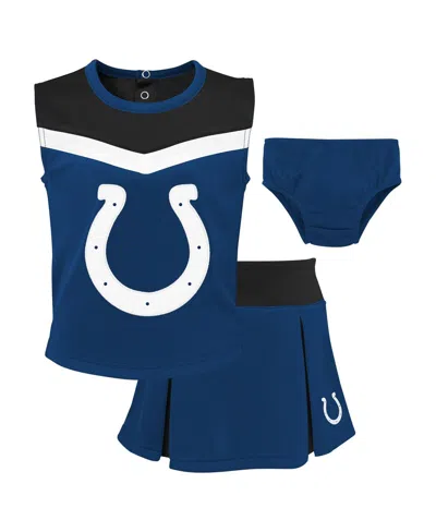 Outerstuff Babies' Girls Toddler 2-piece Royal Indianapolis Colts Spirit Cheer Cheerleader Set With Bloomers In Blue