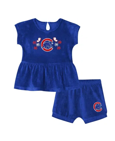 Outerstuff Babies' Girls Toddler 2-piece Royal Chicago Cubs Hop Base Fashion T-shirt And Shorts Set In Blue