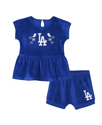 Outerstuff Babies' Girls Toddler 2-piece Royal Los Angeles Dodgers Hop Base Fashion T-shirt And Shorts Set In Blue