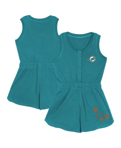Outerstuff Kids' Girls Toddler Aqua Miami Dolphins Super Girl Romper In Blue