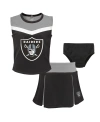 OUTERSTUFF GIRLS TODDLER BLACK LAS VEGAS RAIDERS SPIRIT CHEER TWO-PIECE CHEERLEADER SET WITH BLOOMERS