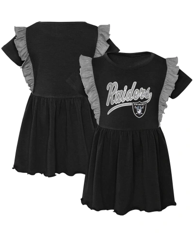 Outerstuff Babies' Girls Toddler Black Las Vegas Raiders Too Cute Tri-blend Short Sleeve Dress