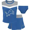 Outerstuff Girls Toddler Blue Detroit Lions Spirit Cheer Two-piece Cheerleader Set With Bloomers In Blue